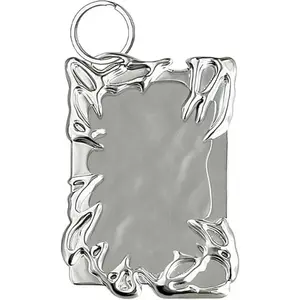 Silver Plated Electroplate Plastics Frame Irregular Photo Card Holder with Keychain for Student ID Badge and Office Use Stationery Acrylics tiktokshopspringglowup