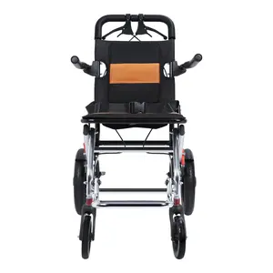 Adult Wheelchair, Lightweight Foldable Transport Wheelchair, Narrow Doorways Wheel Chair, 15.75-inch Wide Seat Portable Transport Chair, Travel Wheelchair with Handbrake, Shock-absorbing Load Capacity of 80KG, 12 inch Shock-absorbing Pump