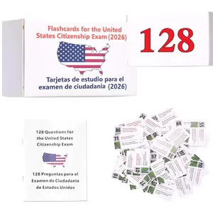 U.S Citizenship Flash Cards 2026 -English/Spanish,Naturalization Study Guide with 128 US Civics Questions & Answers, US Civics Test Flash Cards Combo Set, Set with Bilingual Booklet Flashcards college school supplies