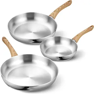 KOCH SYSTEME CS 8+10+12 Stainless Steel Pans Set with Heat-resistant Bakelite Handle, Non-Toxic, Induction Compatible, Oven Safe for Gas, Electric & Induction, gifts for women, Cookware, Frying Pan