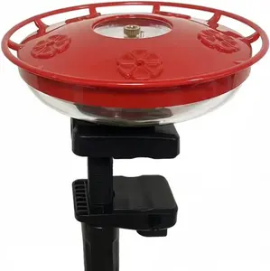 Hummingbird Feeder Railing Mount or Hanging for Deck/Porch/Balcony 14oz Nectar Feeding Bowl with 5 Ports & 3" Clamp and Metal Hook