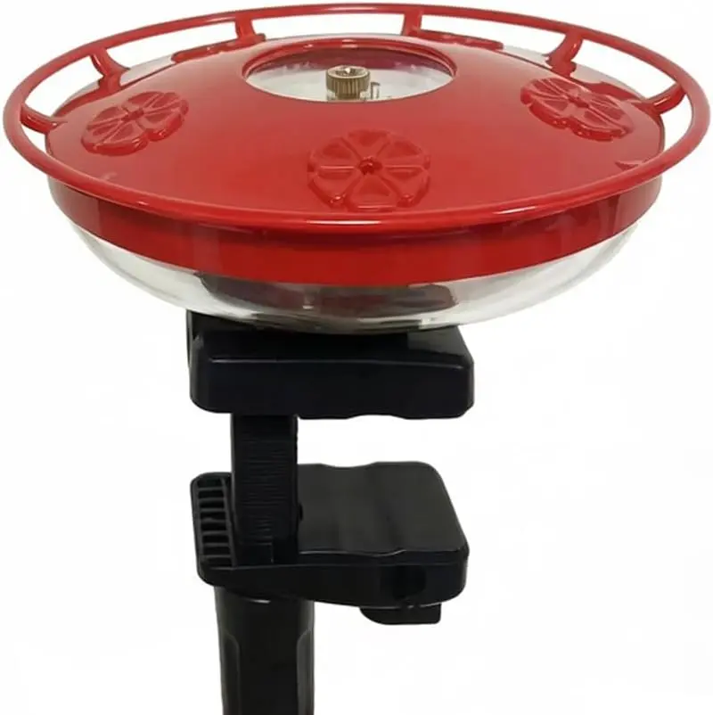 Hummingbird Feeder for Hummingbirds - Railing Mount or Metal Hook Hang, 14oz Nectar Bowl, 5 Ports, 3" Clamp, 1 Metal Hook, Waterproof Bird Feeding Tool for Deck Pet Bird Supplies