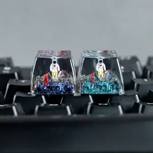 Custom DIY Keycap Set, Astronaut Theme Cherry Mx Keycaps with Backlight Design, Epoxy Resin Perfect Gift for Birthday & Holidays