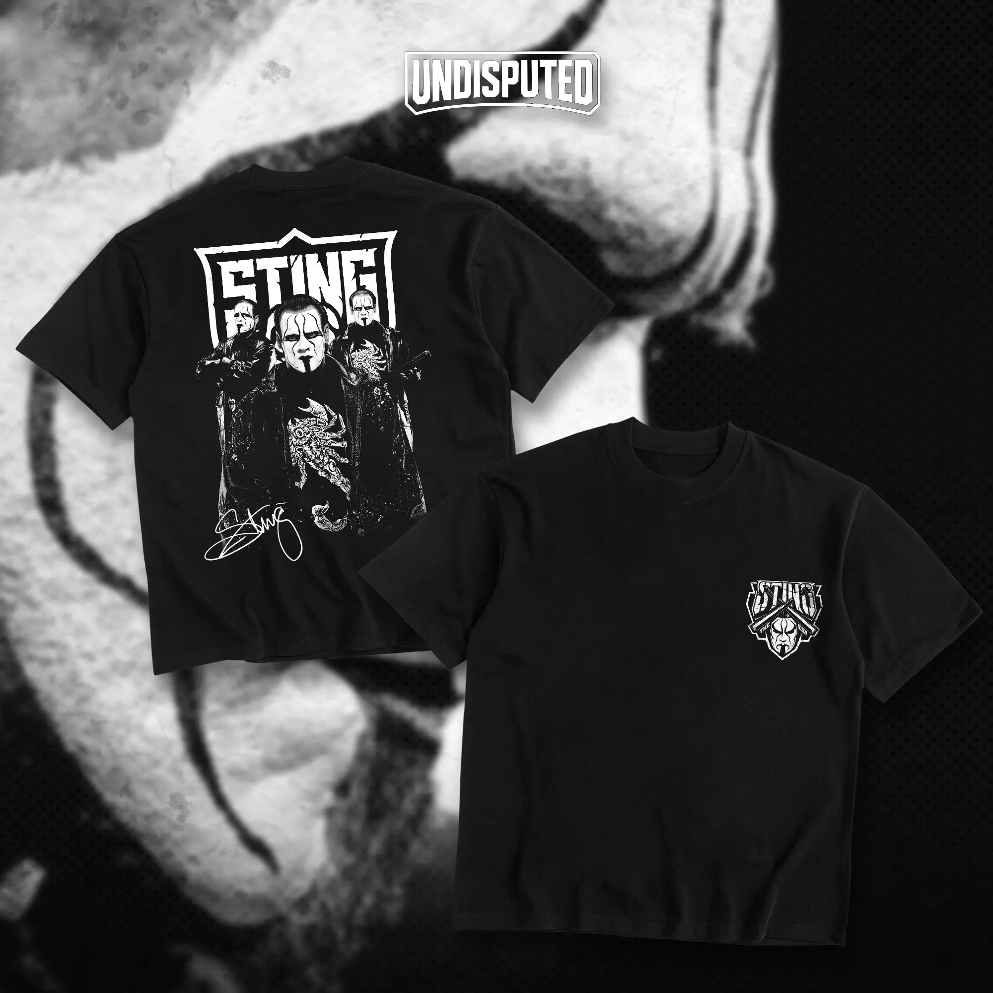 UNDISPUTED Sting The Icon Signature Heavy Cotton Shirt WWE AEW WCW TNA Tshirt Hoodie Fan Apparel Menswear Direct-to-garment Breathable Printing