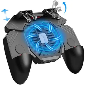 Six Finger Gamepad for iPhone Android with 1200mAh Power Bank Quiet Cooling Fan 180° Flip Touch Head Ergonomic Design for PUBG Games Portable Charging Dock No Disconnection Response Delay Root Request System Incompatibility Issues