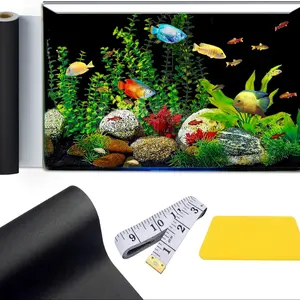 Transparent Self-Adhesive Aquarium Background Wallpapers, Fish Tank Backdrop, High-Quality PVC Material, Easy Installation