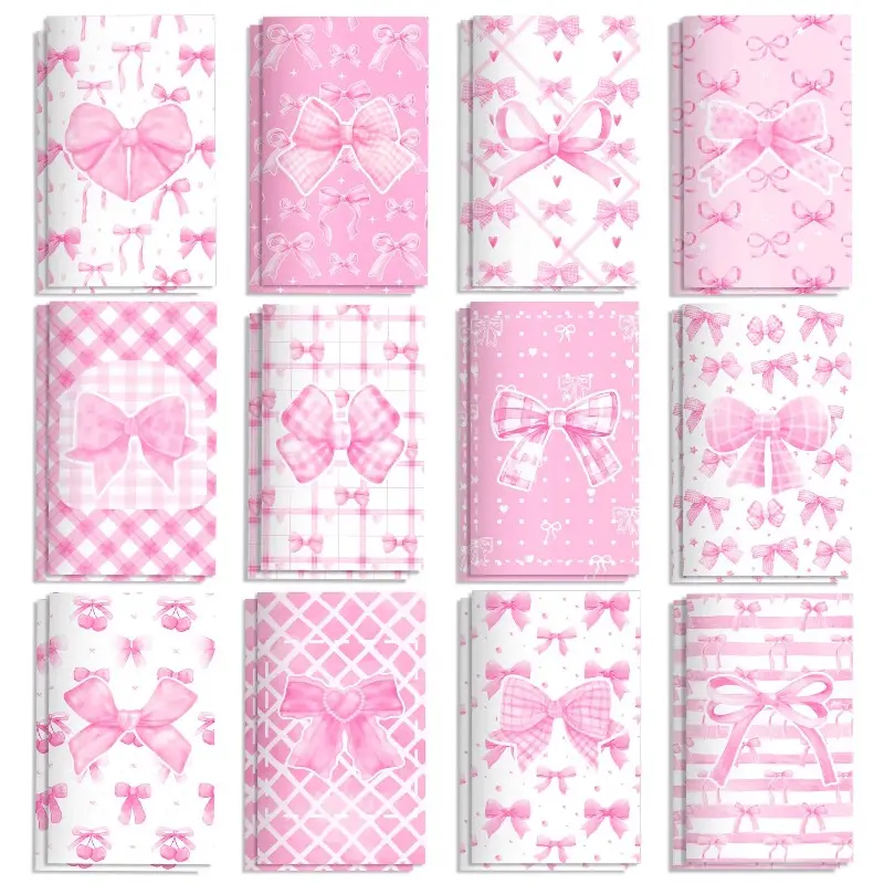 12-Pack Pink Bow Mini Notebook Set, Small Pocket Notepad & Diary for Girls, Girly Office Supplies, Cute Stationery Supplies, Aesthetic School Supplies, Goodie bag, Multi-Color Options for School, Office, Home Use, Party Favors, Thank You Gifts