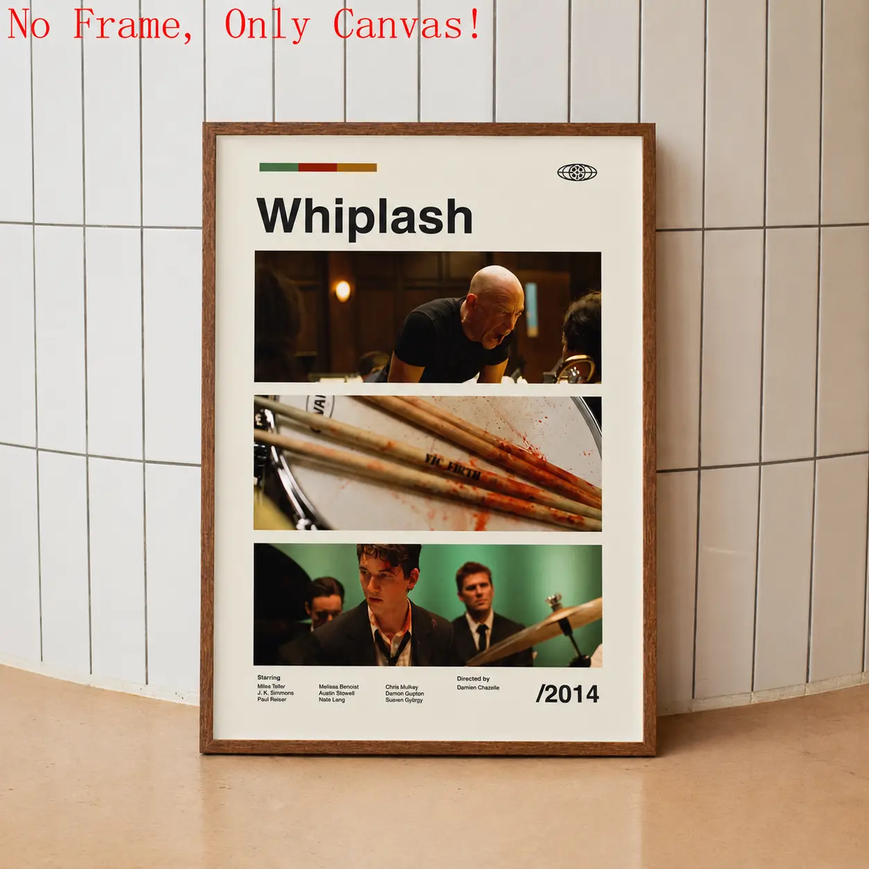 Whiplash Vintage Movie Poster Damien Chazelle Frameless Retro Print for Living Room Bedroom Music Spaces Decor Wall Wood Box Waterproof Decoration Ornaments