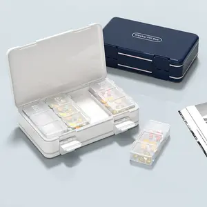 Pill Box for Daily Meals, Seven Days a Week, Portable Medicine Organizer, Pill Reminder, Travel Pill Storage Box, Cute and Moisture-Proof, for Vitamins, Fish Oil, Supplements