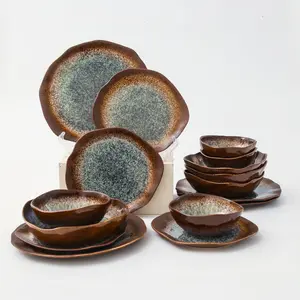 16 Piece Set Dinnerware Set-Espresso Stone
