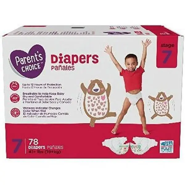 Baby Taped Diapers (Size 7), 72 Count, Cotton Liner, Snug Flex, Stretch Sides, Leak Protection for Infants