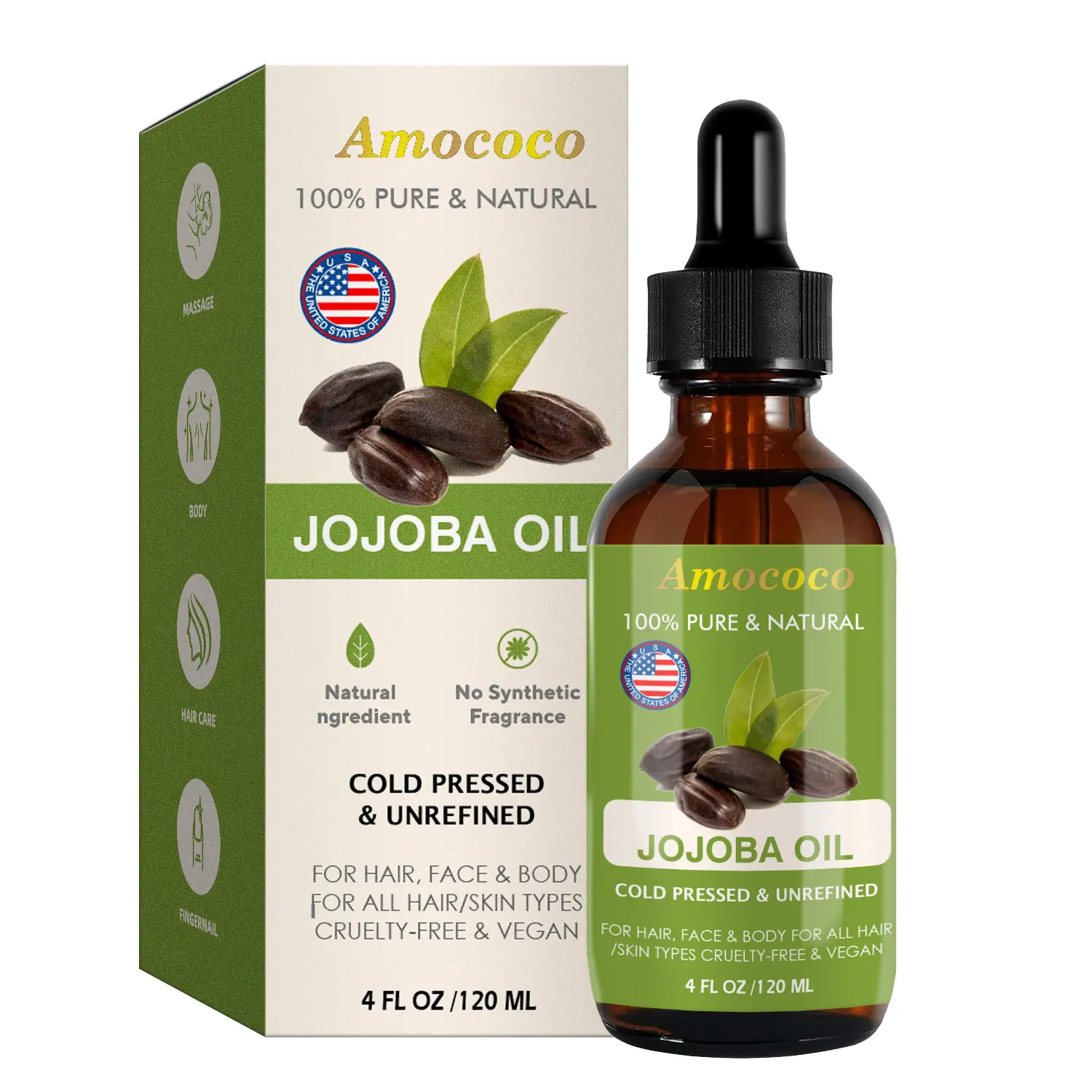 100% natural Jojoba Oil Essential Oil Massage oil, organic Jojoba oil - pure Jojoba oil, suitable for skin, hair, nail care Moisturizing Body Oils Argan Oil