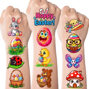 95 PCS Easter Basket Stuffers, Temporary Tattoos for Kids, Spring Egg Fillers, Cute Bunny Stickers, Easter Party Favors Toys Toddler Teens Boys