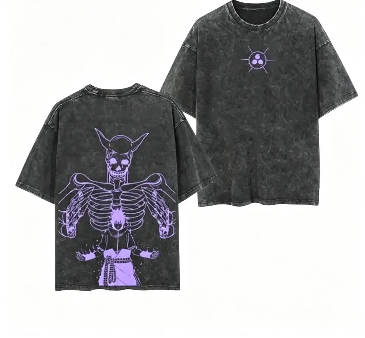 Limited Uchiha Sasuke x Susano - Naruto Anime Double Printed Vintage Washed Tee Unisex Oversize Anime Manga Washed Heavyweight Cotton T-shirt, Gift For Anime Fan Lover all-season casual teeny t-shirt gift good graphic shirt new yorkt-shirt graphic t-shirt