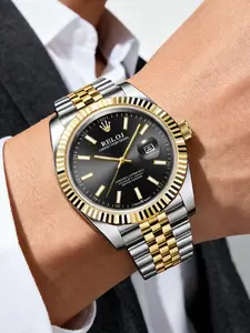 Men's Quartz Watch, Waterproof Calendar Steel Band Butterfly Buckle, Fashion Casual Analog Wristwatch, Perfect Gift for Any Occasion, Business Fashion Watches