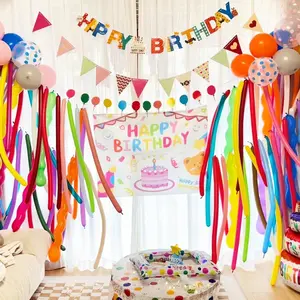 100pcs colorful long latex balloons - can be DIY various shapes, very suitable for weddings, engagement parties, birthday parties, graduation parties, baby showers, Christmas decorations, Halloween decorations, room decorations