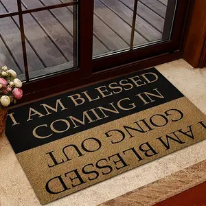 2D Flannel 1pc Flannel 1pc Quick Dry Rug I AM Blessed Going Out Bless Doormat with A Anti-Slip Rubber Back for The Entrance Way Indoor Carpet Home Decor Rugs
