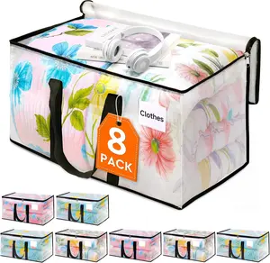 2/4/6/8 Pack Clear Moving Bags Heavy Duty, Storage Bags with Zipper, Extra Thick Handles & Waterproof Packing Boxes for Moving, Camping, Home Organization