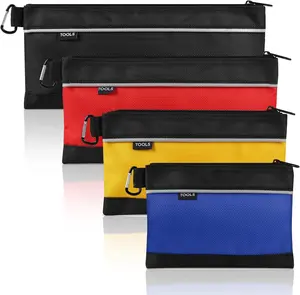 4 Pack Tool Pouch, Small Tool Bag with Zipper, 1680D Oxford Waterproof Multipurpose Tool Pouches with Carabiner for Men Tools, Travel Accessary, Stationary, Gadgets Storage Organizer, PSGJD-X4 COIDEA