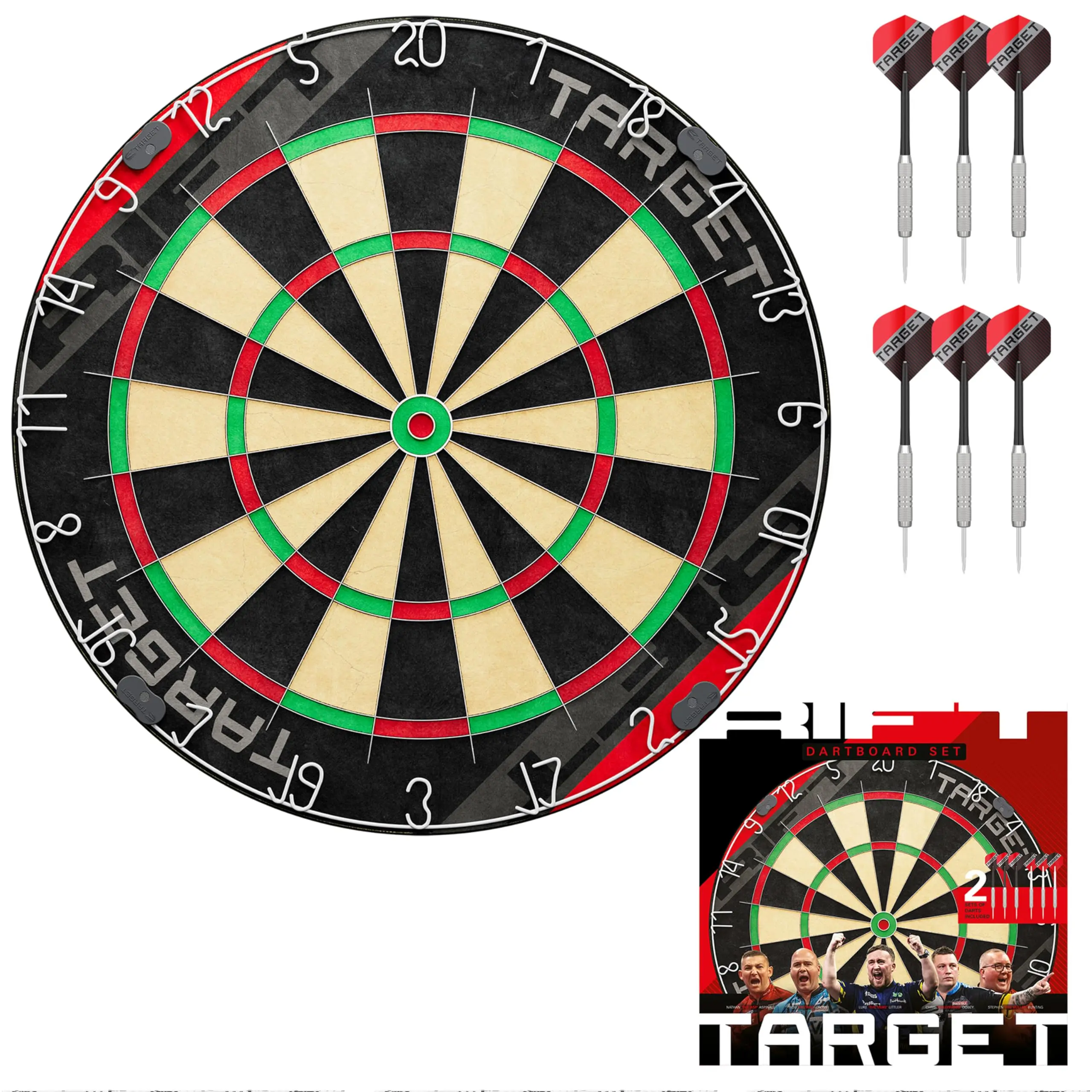 Target Darts Rift Dartboard Set | Steel Tip Dart Board | Staple-Less Wire | Includes Two Sets of 17G Darts | Complete Starter Set | Includes 1 Month of DartCounter App