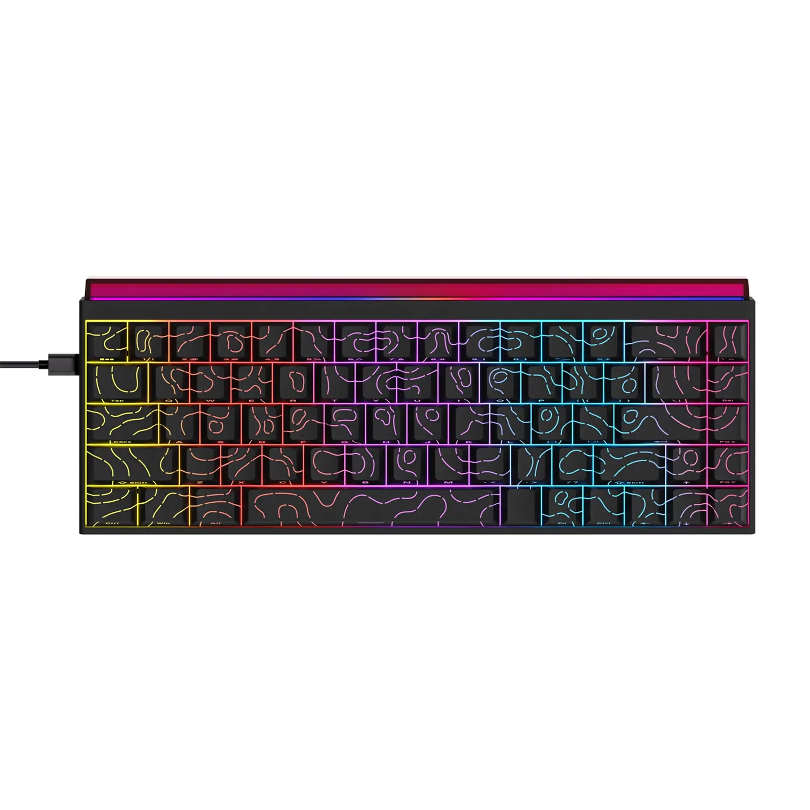 AJAZZ NK68 Mechanical Feel Gaming Keyboard, Gaming Pc Accessories, wired red switch quiet 68% layout socket hot swappable colorful light effect compatible with multiple systems DIY suitable for esports games portable