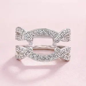 Maxine Lab-Created Moissanite Jacket Ring,18K White Gold Plated Wedding Band Enhancer