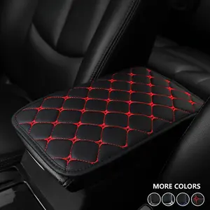 1pc Star Embroidered 3D Comfort PU Leather Car Armrest Pad with Dual Storage Pockets, Universal Center Console Cover, Car Interior Accessory, Automotive Interior Cushion