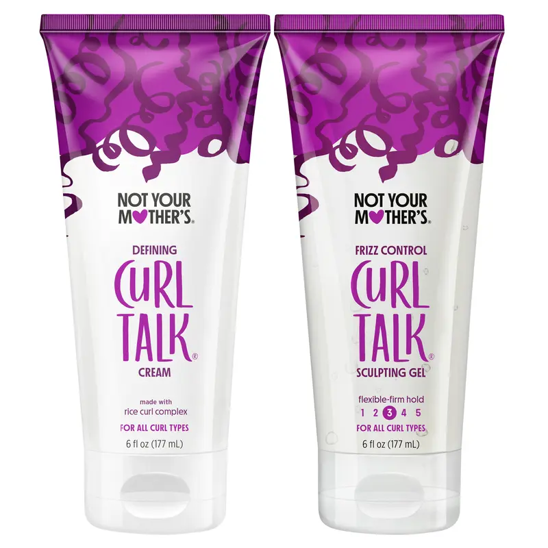 Not Your Mother's Curl Talk Frizz Control Sculpting Gel & Defining Cream (2-Pack) - 6 fl oz - Formulated with Rice Curl Complex - All Curly Hair Types