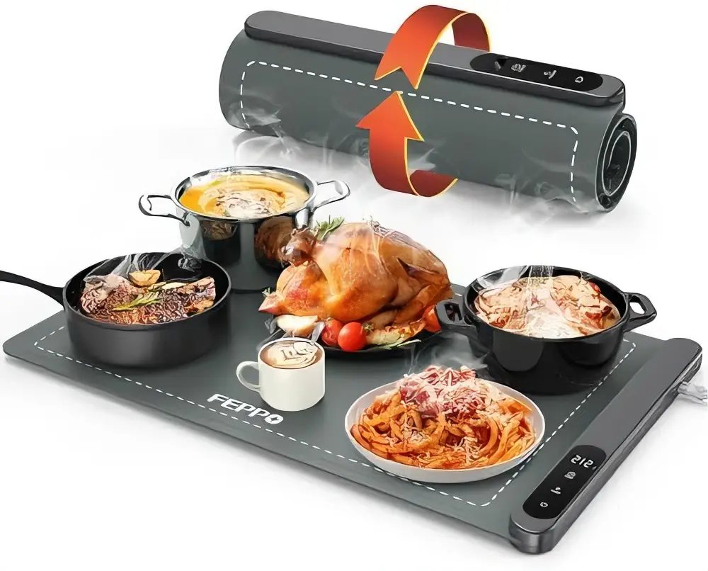 Electric Food Warmer Mat Silicone Foldable Food Warming Heater For Coffee Food Plate Warming Tray Dining Table Fast Heating Mat