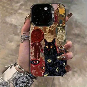 Phone Case: Black Cat's Eye of the Soul Pattern High-Quality Laser Phone Case, Suitable for iPhone 16/15/14/13/12/11/XS/XR/X/7/8/12/13 Mini/Plus/Pro/Max/SE Series, Holiday Gift, Birthday Gift