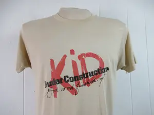 Vintage t shirt, 1980s t shirt, funny t shirt, worn soft and thin, kid under construction, vintage clothing