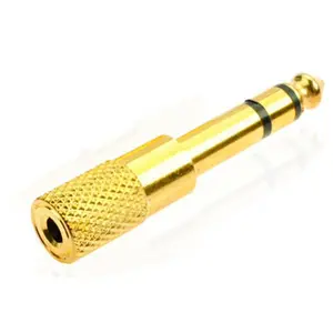 6.35mm Male to 3.5 mm Earphone Adapter plug 1 Male for 2 Female Audio Splitter Gold