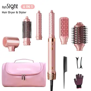 Mythsight 6 in 1 Hot air styler, Hair Dryer & Styler with Travel Case, Fast Drying, Auto Wrap Curls (L/R), Hair blow dryer brush, Smooth & Frizz-Free blowout, Perfect gifts for Women, Friend, SummerVibes