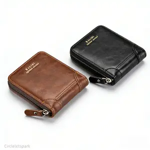 2026 New Men's Wallet, PU Leather Zipper Purse in Retro Style, Short Design with Card Holders and Coin Storage, Practical Money Bag for Daily Carrying and Casual Use