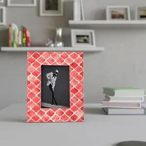 Picture Frame Moroccan Pattern Red & White 4x6 Inch