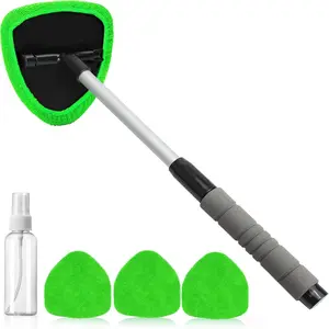 Car windshield cleaning brush, defogging window brush, microfiber car window wiper, glass wiper, telescopic aluminum rod, Car Windshield Cleaner, Car Cleaning Supplies
