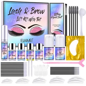 Elaimei Eyelash & Brows Perm Kit, Eyelash Glue, Home Use Easy-To-Use Lash Curling Set, Eyelash Curler Set, Simple and User-Friendly, Perfect for DIY Beauty Treatments