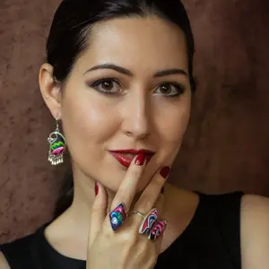 Live Reveal Embroidtale Hand-embroidered Jewelry - Ethnic Hmong Crafted Vintage Silver-plated