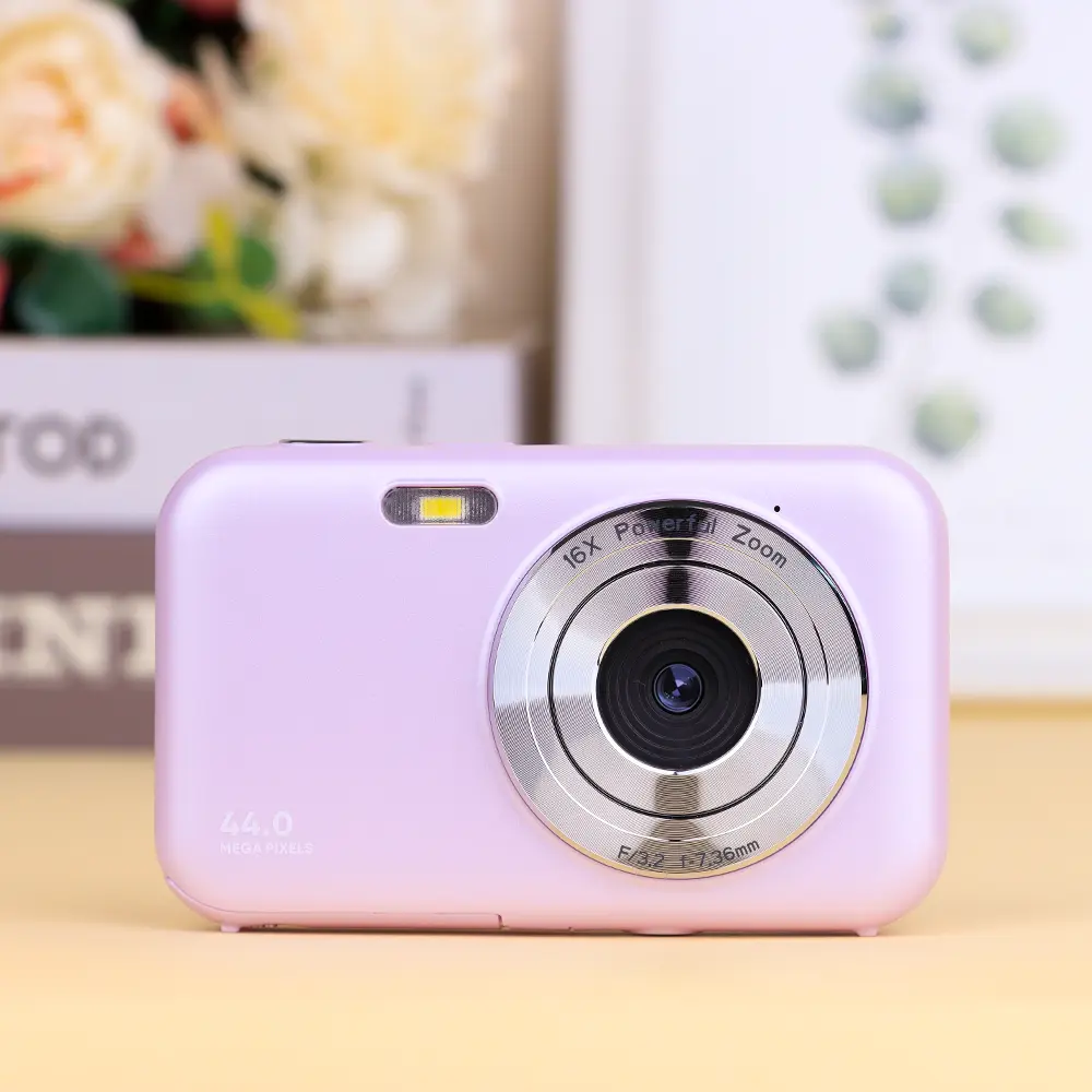 CAMKORY Kids Digital Camera (Violet Purple) - 44MP High Definition Electronic Portable Kids Video Camera, FHD 1080P Compact Rechargeable Point & Shoot, 16X Zoom, Anti-Shake, 32GB Micro SD Card, Lanyard, USB Type-C, Electronic Portable Camera