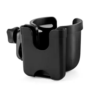 trolley Holder with Phone Holder Bike Cup Holder Universal Cup Holder for Uppababy Nuna Doona Strollers 2-in-1 Cup Phone Holder for Stroller Bike Wheelchair Walker Scooter Black