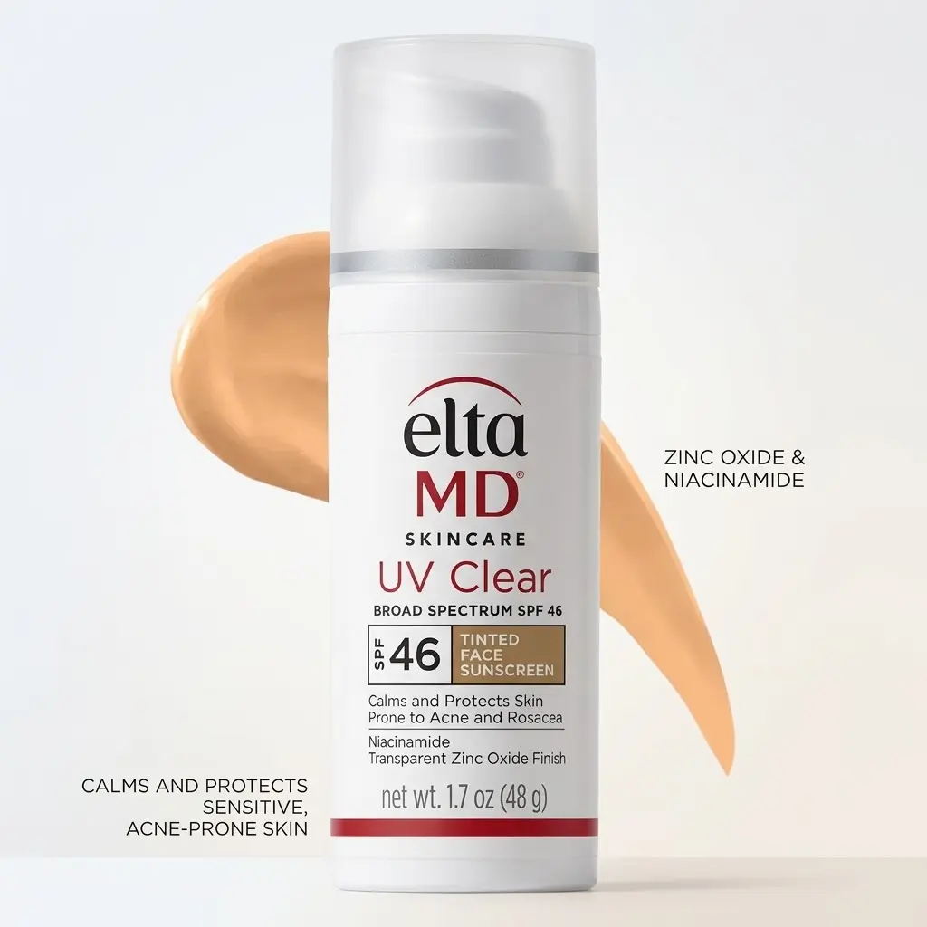 EltaMD UV Clear Tinted Face Sunscreen, Broad Spectrum SPF 46, Zinc Oxide Sunscreen with Niacinamide for Acne-Prone and Sensitive Skin, Dermatologist Recommended, 1.7 oz