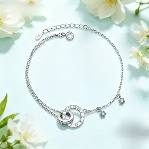 S925 Sterling Silver Roman Numeral Bracelet for Women Double Layer Retro Luxury Jewelry Gift for Girls