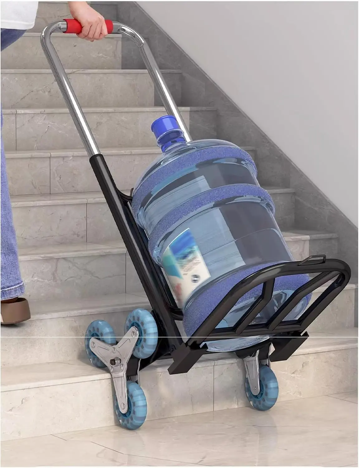 Lightweight Folding Flatbed Cart - Stair-Climbing Hand Truck with 120kg Capacity, Extendable Base, Portable Dolly for Shopping, House Moves, Business Use, Folding Cart, Iron Frame, Carrying Garage, Buckle Fixing, Expandable
