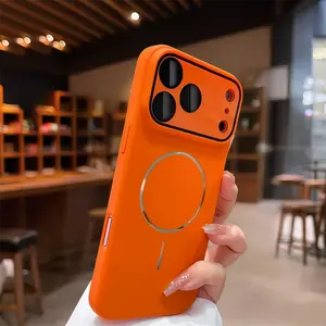 Simple skin feel frosted metal ring magnetic phone case for iPhone 17 Pro Max  Anti drop lens protection Shockproof Cove PC hard shell case phone protective case summerwins