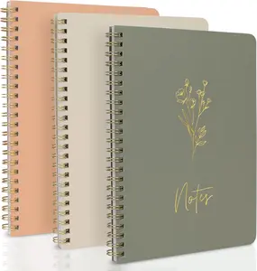 3 Pack Aesthetic Spiral Notebooks for Women, Cute College Journal 8 x 6 Inch, with Large Pockets and Lined Pages, Perfect Supplies.