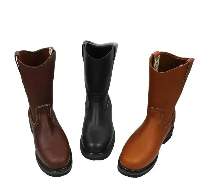 Men's Best Work Boots Pull On Leather oil water slip resistant
