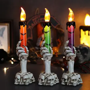 Halloween Skeleton Finger Candle Holder, 3pcs Resin Tea Light Holders, Desktop Decor, Home Party Decoration, Indoor & Outdoor Use