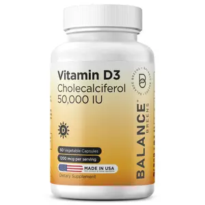 Vitamin D3 50,000 IU - 60 Vegetarian Capsules - High Potency Gluten Free Non-GMO Healthcare Edible Dietary Fitness Muscle Natural Bathroom