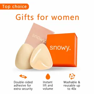Snowy Women's Sticky Bra Push Up Inserts - Double-Sided Adhesive, Backless, Reusable, Sweat & Water Resistant, 2-Cup Boost, Washable Lift Underwear Accessories (Push Up Bras for Women)