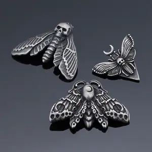 GTHIC Grim Reaper Butterfly Skull Stainless Steel Pendant Gothic Jewelry Accessories for Daily Wear